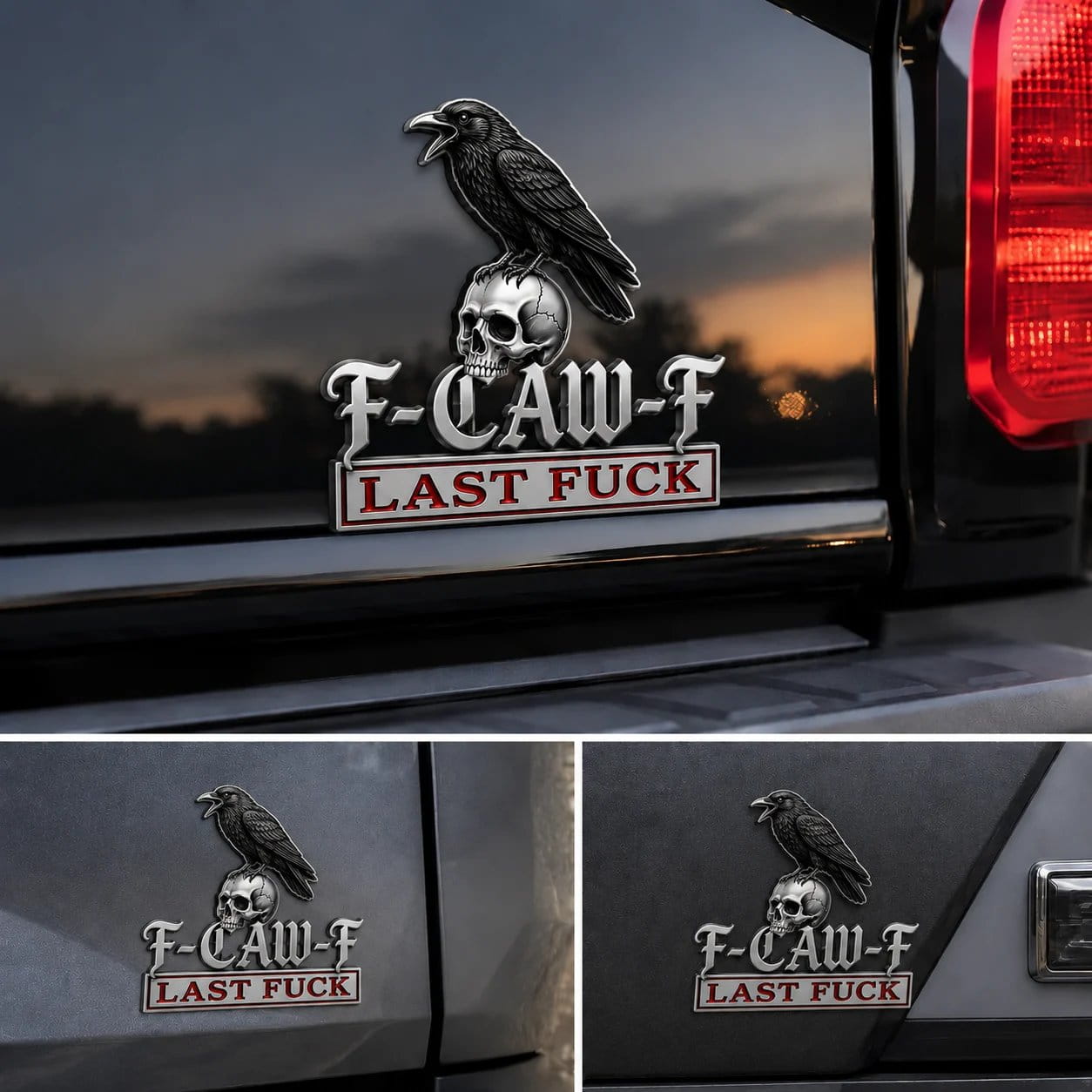 💥F-CAW-F-bilemblemet i metal – til dem, der griner af livet og er fuldstændig ligeglade med, hvad andre mener!
