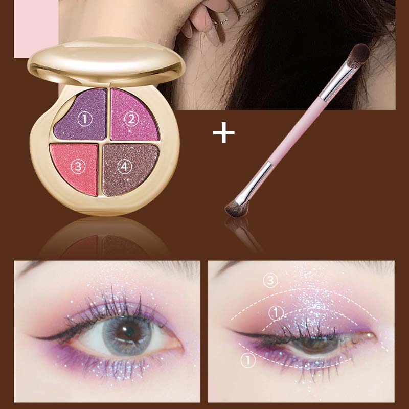 Øyenskyggepalett med fire farger og stjernehimmel (🔥Leveres med en multifunksjonell sminkekost)
