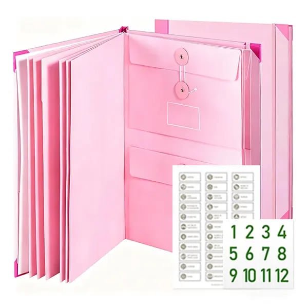📂 Manila Pocket Accordion File - Passports, Birth Certificates & Home/Office Docs