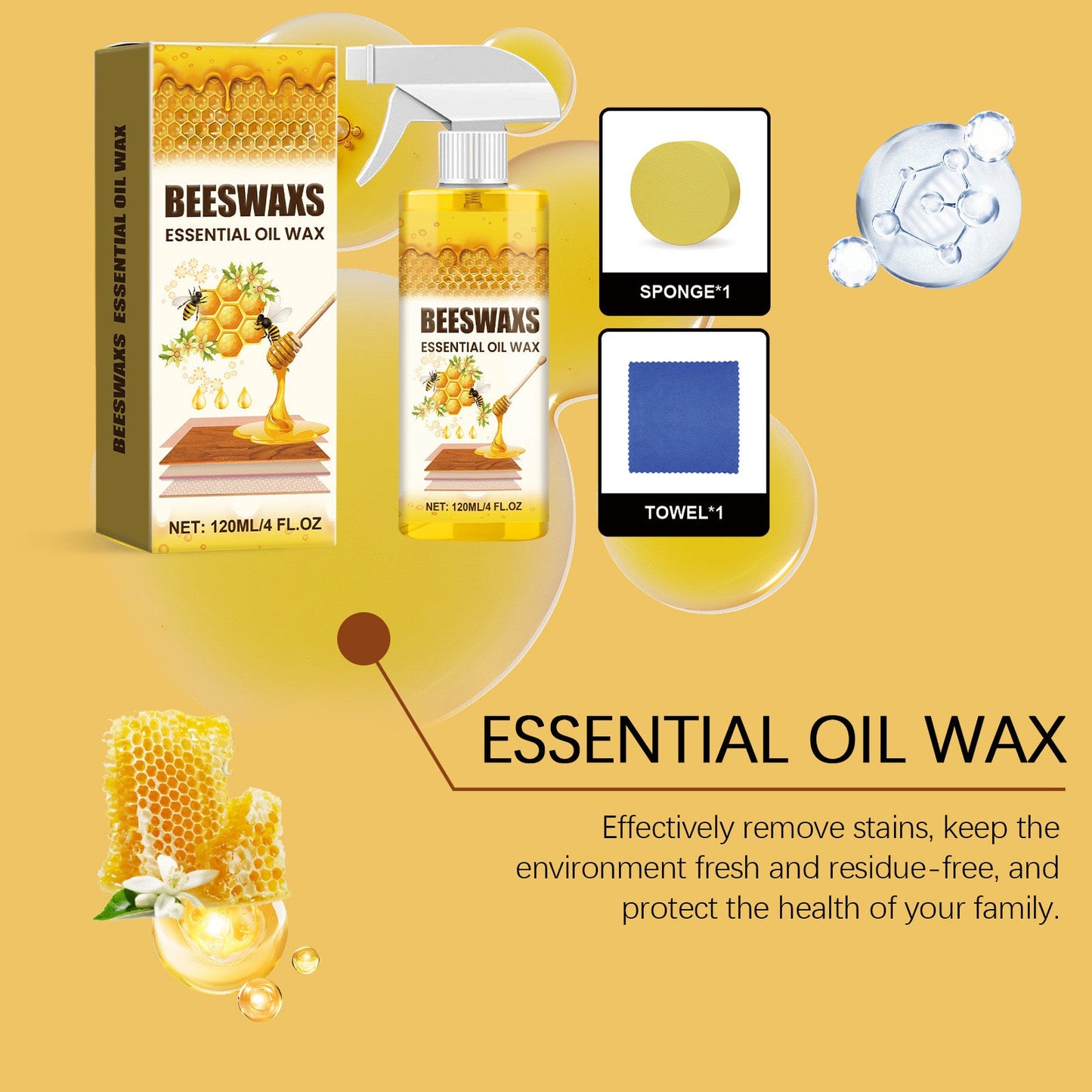 đ„đ„NĂ„ pĂ„ tilbud: Voks-spray med eterisk olje og bivoks â mĂžbelpolish, trepleie, dyptvirkende, gjenoppretter glansen og forhindrer sprekker