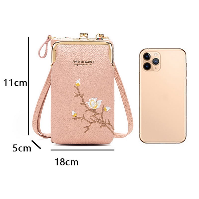 Lommebok for kvinner med slynge og mobilholder