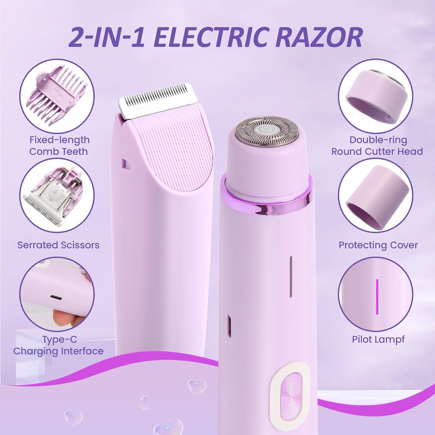 Allsidig elektrisk hårfjerner/trimmer for intimområder for menn og kvinner
