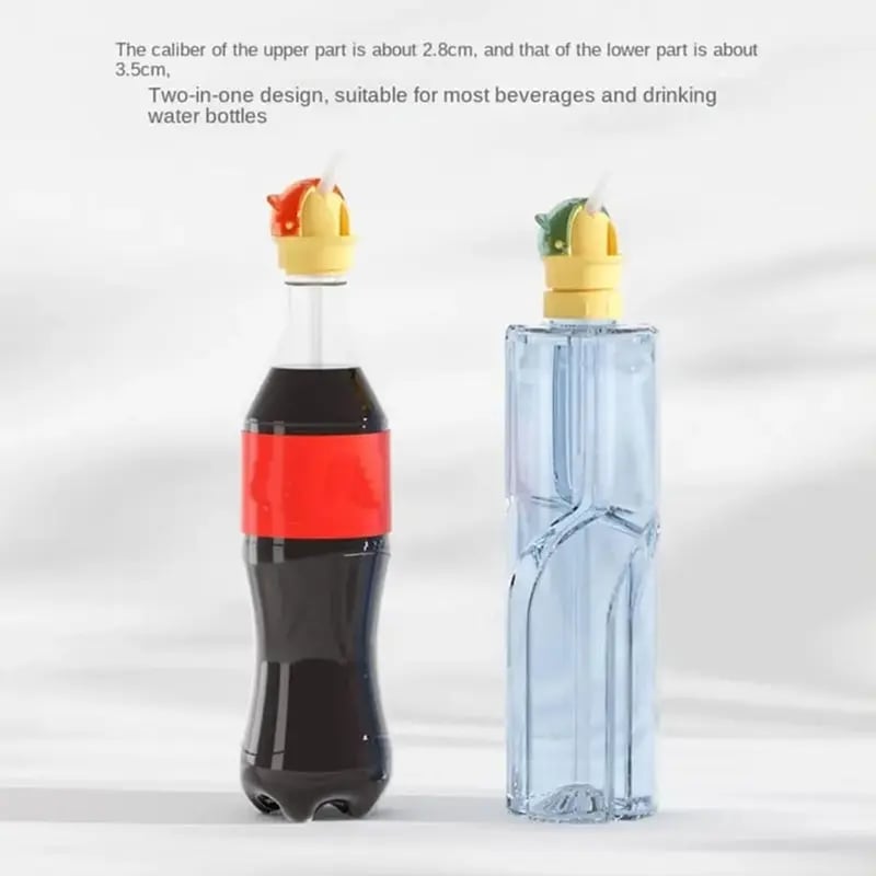 🥤Omformingslokk med tut til vannflasker og sugerør | Passer til alle juice- og vannflasker | Sølbeskyttet flip-top-lokk for småbarn og barn