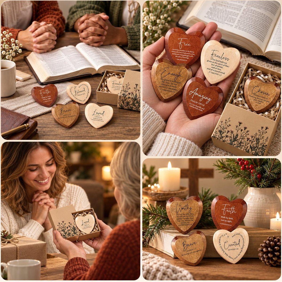 ✝️🎁Kristen gavepakke med hjerteformede lommekort (12-pakning