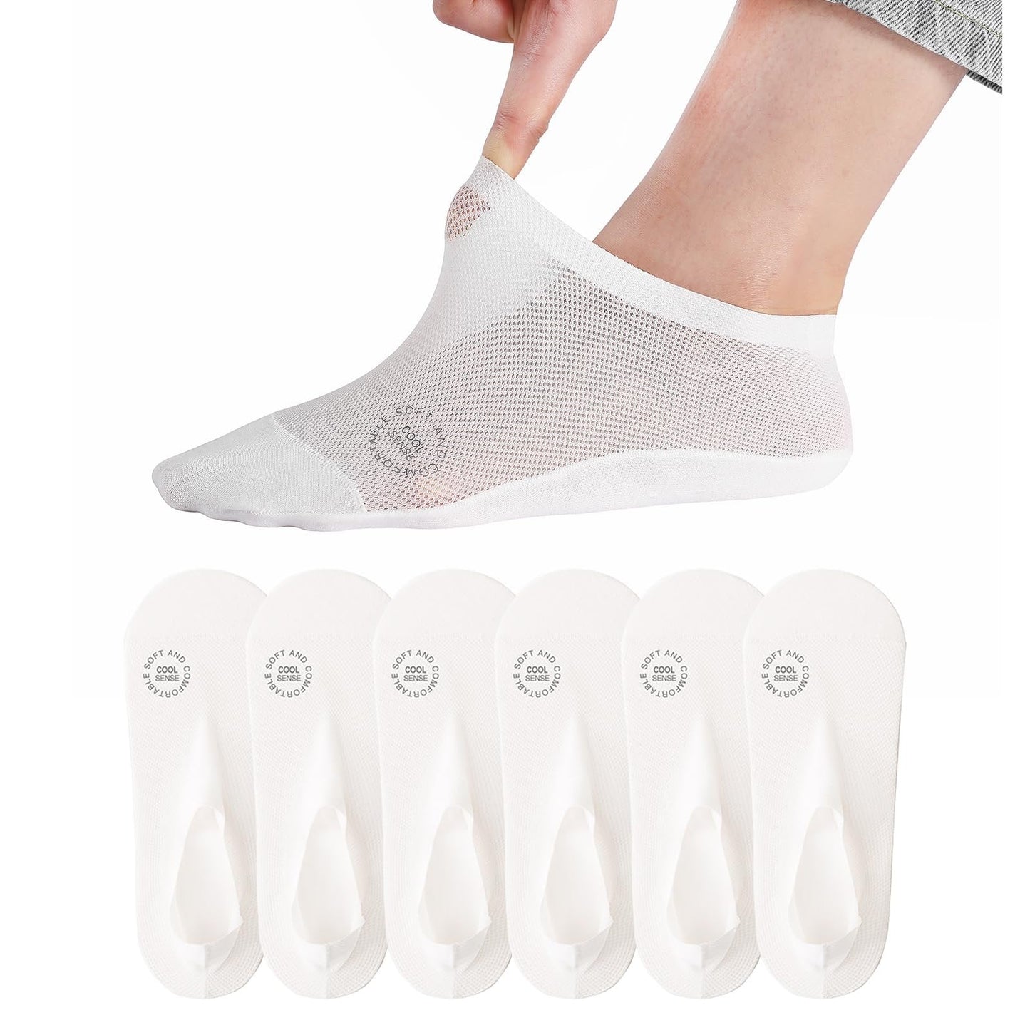 🔥 Pakke med 3 par usynlige sokker med sklisikker såle 🧦 – Pustende, lavskåret design med sklisikker og svetteabsorberende egenskaper