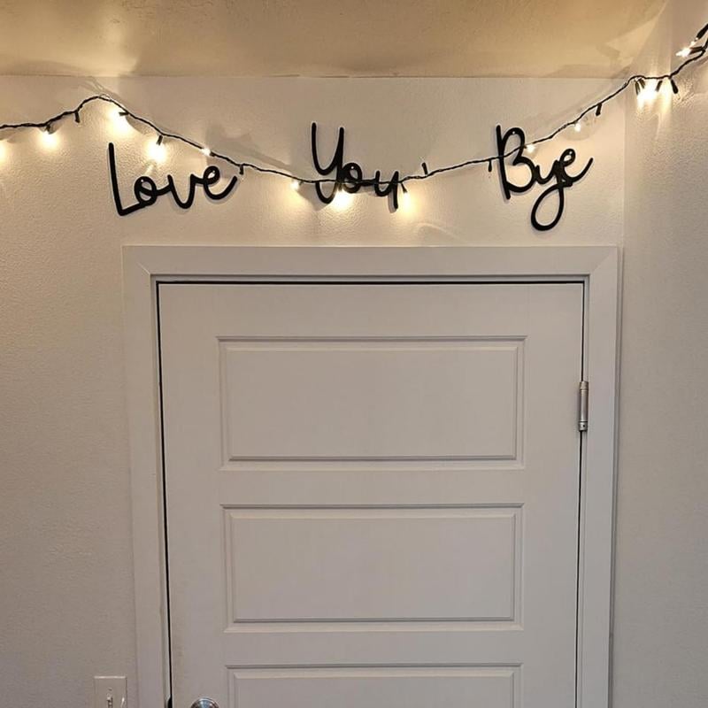 "Love you Bye" ✨Dekorativt veggskilt i tre – uten å skade veggen