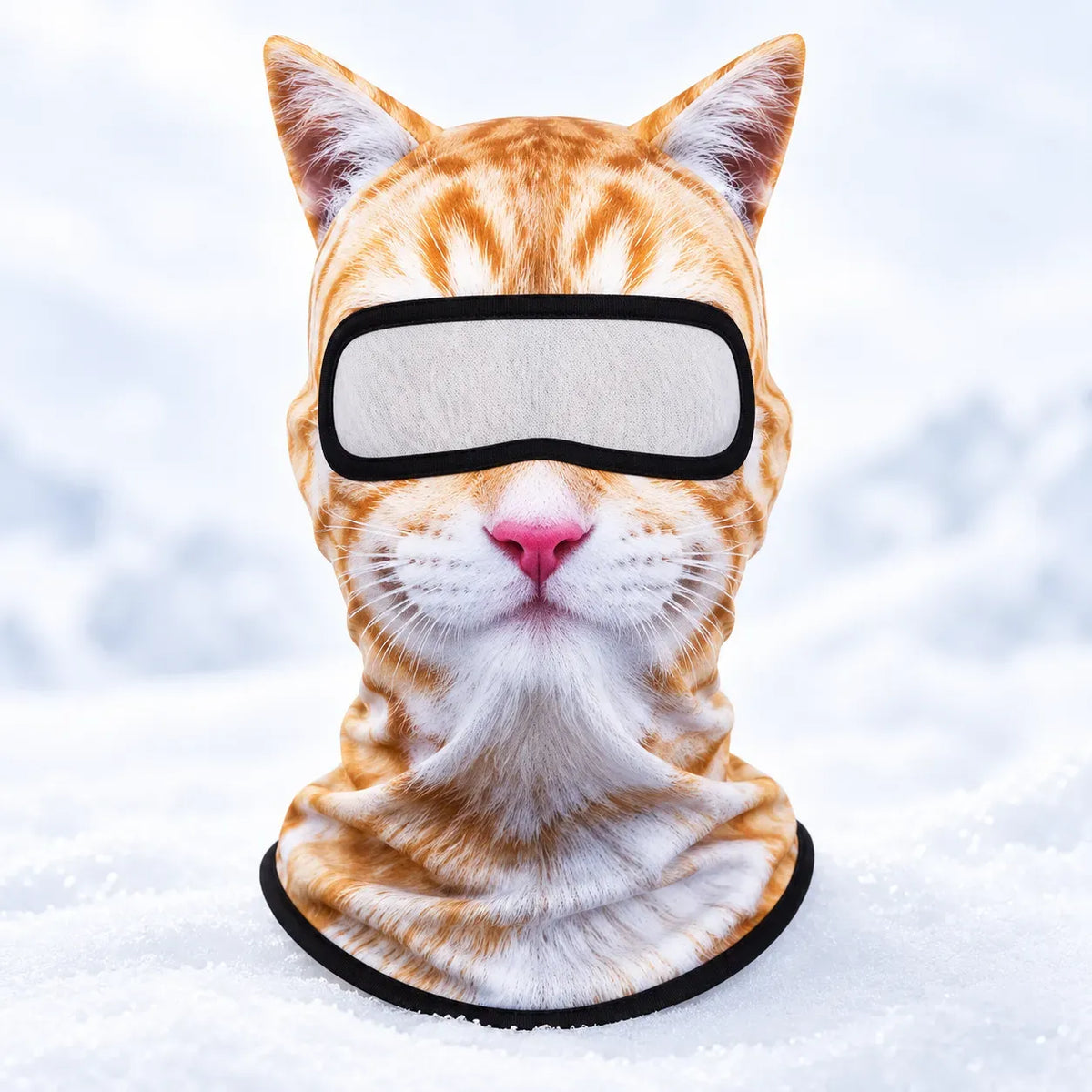🔥🐱3D-skibalaclava med kattemotiv og ører – dyremaske