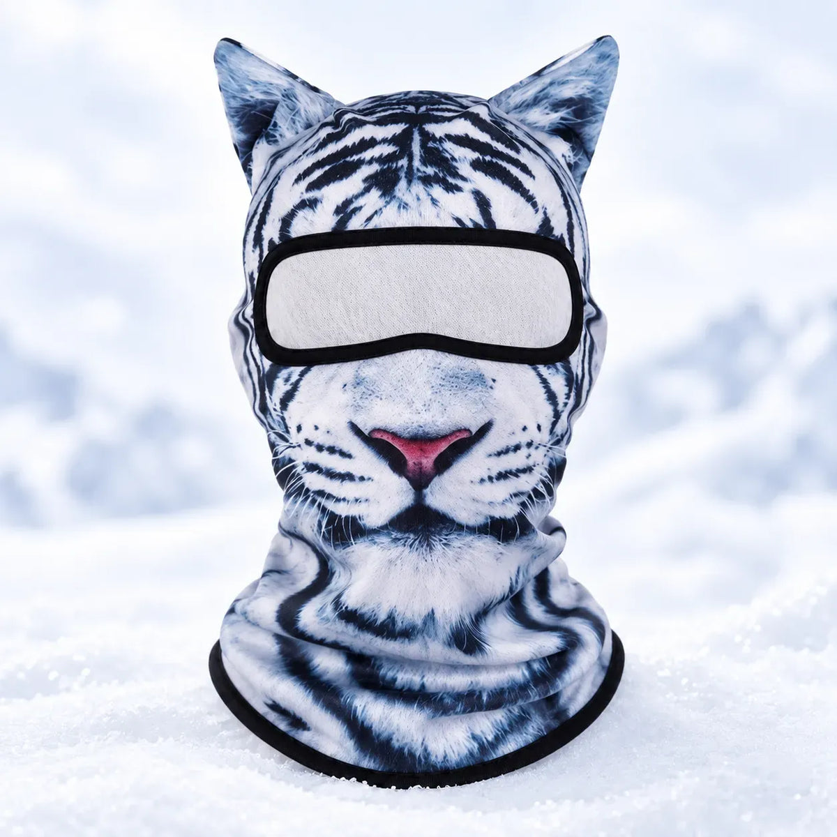 🔥🐱3D-skibalaclava med kattemotiv og ører – dyremaske