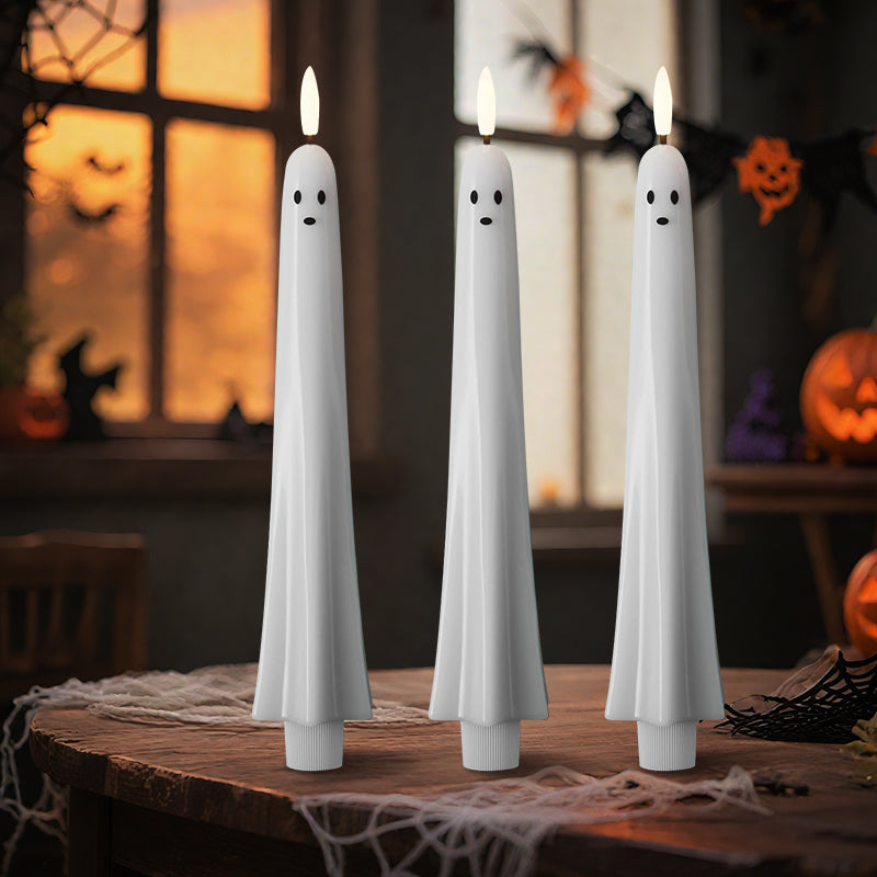 🎃👻Fjernstyrt spøkelseslys med 3D-flimrende veke 👻🎃