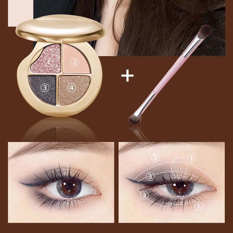 Øyenskyggepalett med fire farger og stjernehimmel (🔥Leveres med en multifunksjonell sminkekost)