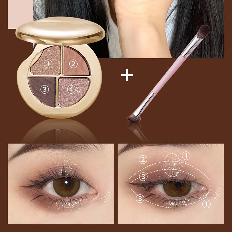 Øyenskyggepalett med fire farger og stjernehimmel (🔥Leveres med en multifunksjonell sminkekost)
