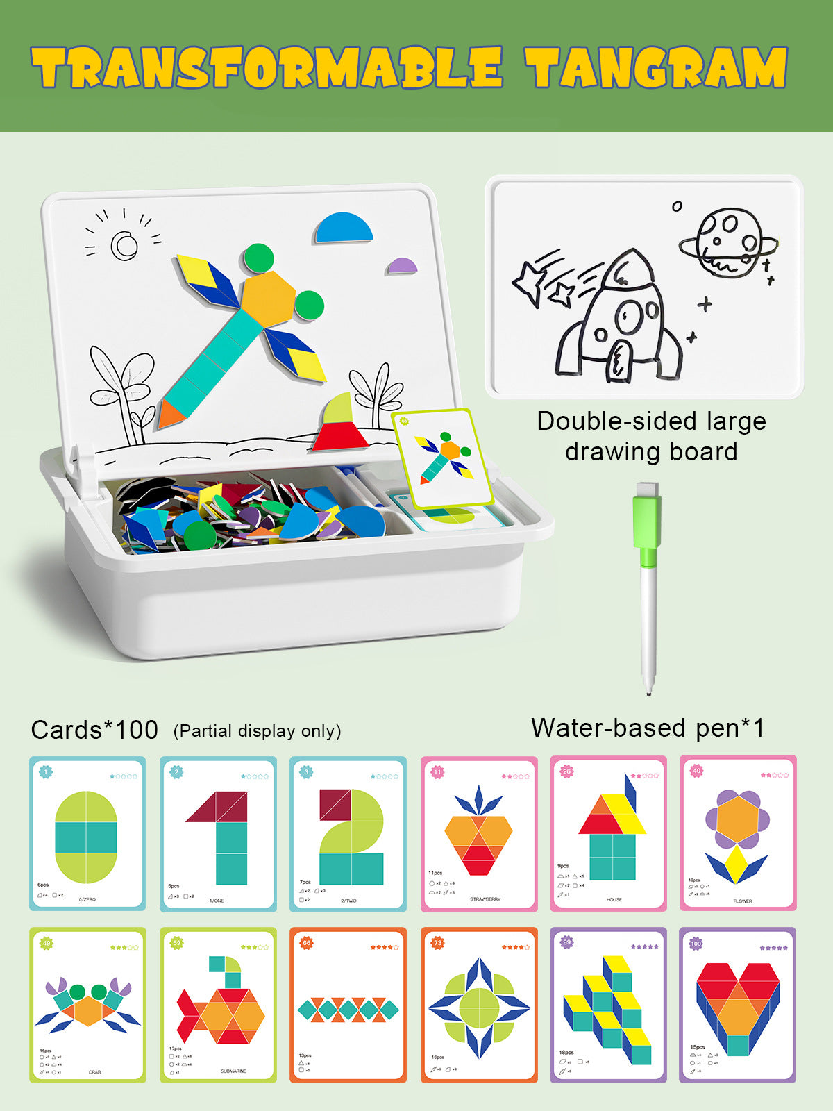 Magnetiske puslespill Ansiktsutkledning Reisespill Dobbeltsidet Førskole Pedagogisk Læringsleker for Barn