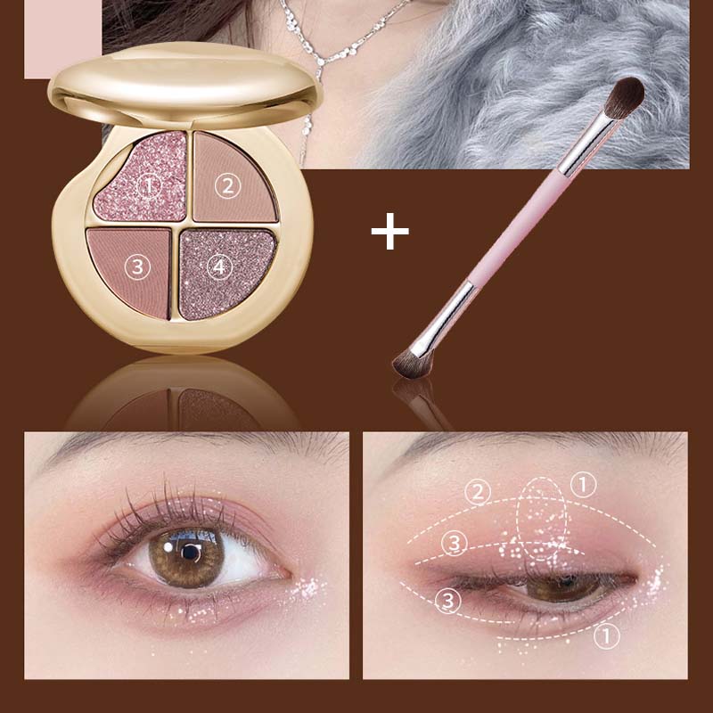Øyenskyggepalett med fire farger og stjernehimmel (🔥Leveres med en multifunksjonell sminkekost)