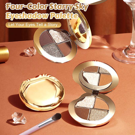 Øyenskyggepalett med fire farger og stjernehimmel (🔥Leveres med en multifunksjonell sminkekost)