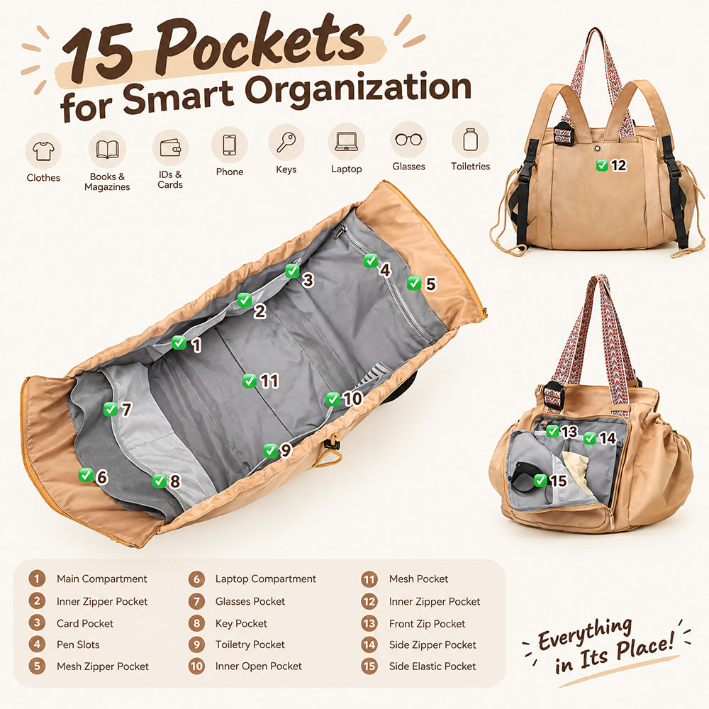 👜2026 Versatile Diaper Bag Backpack - 15-Pocket Waterproof Travel Mom Bag