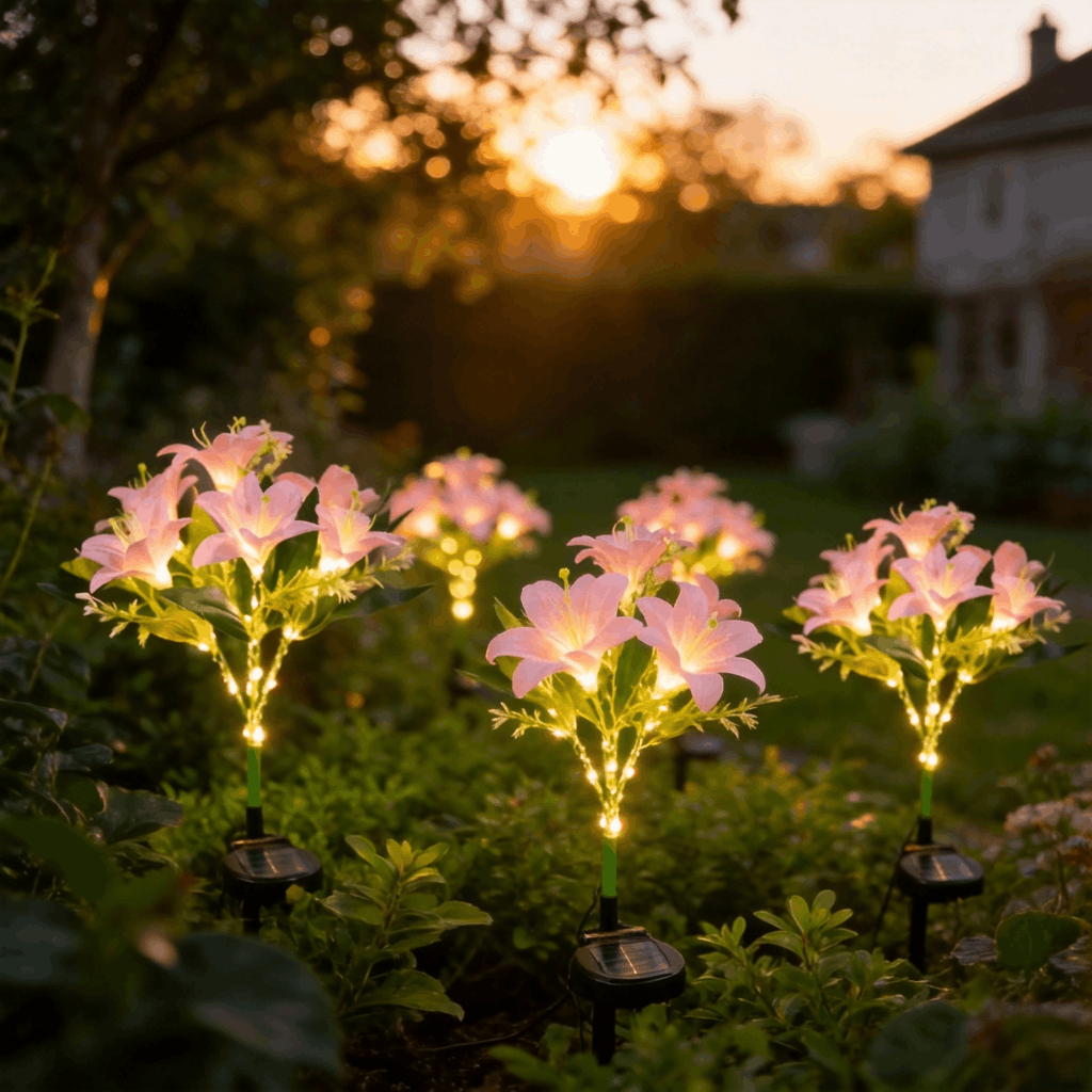 🌸Solcelledrevne blomsterlykter – vanntett hagedekorasjon