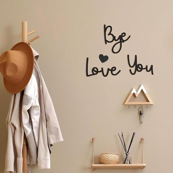 "Love you Bye" ✨Dekorativt veggskilt i tre – uten å skade veggen