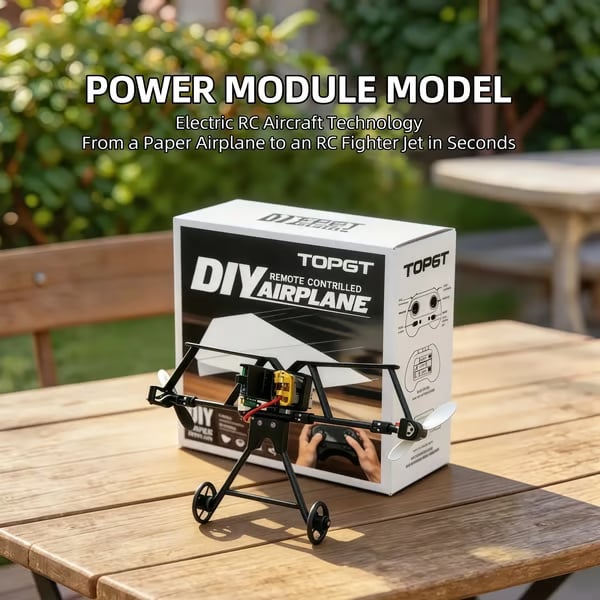 Hotfree Power-Up RC papirflysett med gyrostabilisator – DIY elektrisk fjernstyrt fly med doble propeller, lett sammenleggbar flygende STEM-leke