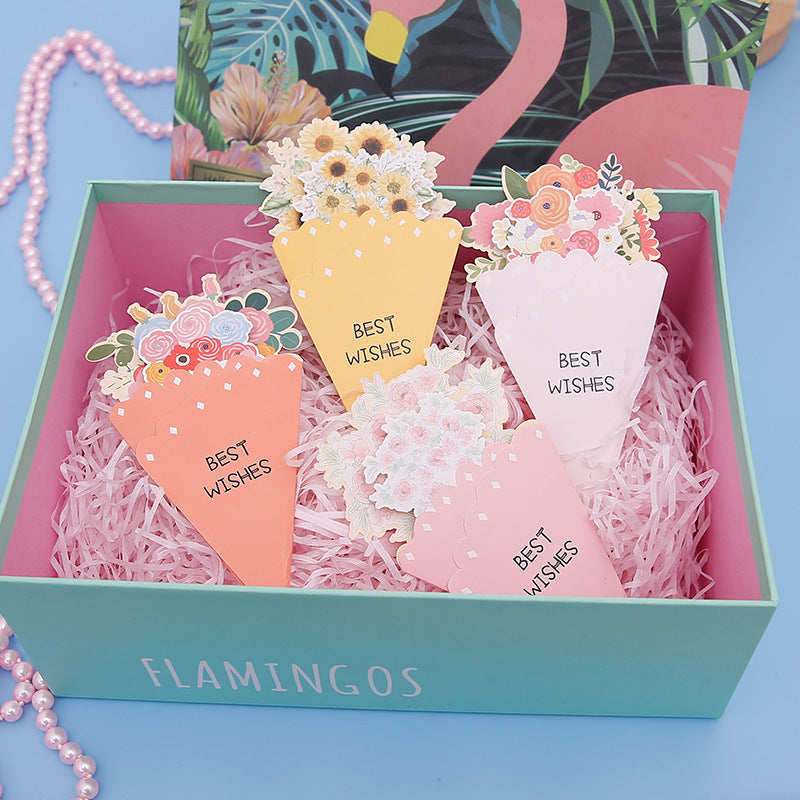 💐3D-blomsterbukett-gratulasjonskort – kreative blomsterkort med konvolutte