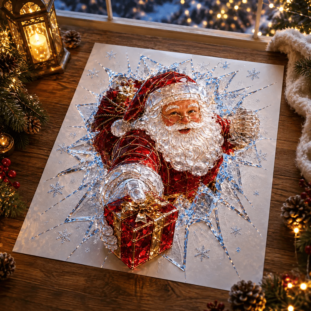 🔥HETEREA 49 % RABATT✨🎄Juleklistremerke med krystallmotiv som simulerer innbrudd i vinduet — 3D-vindusdekorasjon med knust glass