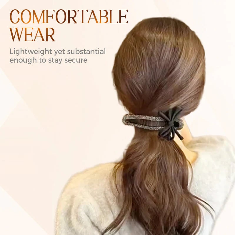 Glitrende elegante hårspenner med svart sløyfe