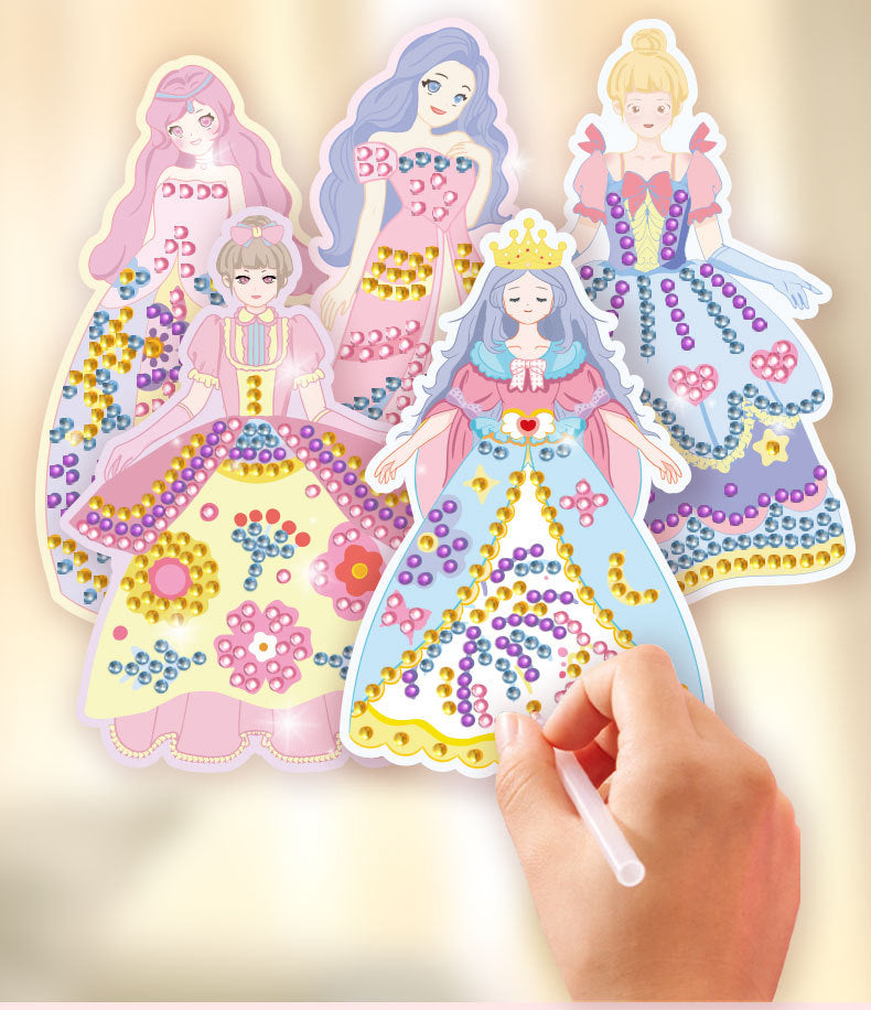 👸Prinsesse DIY-håndverkssett: sminke, diamantkunst og utkledning💖Gratis frakt