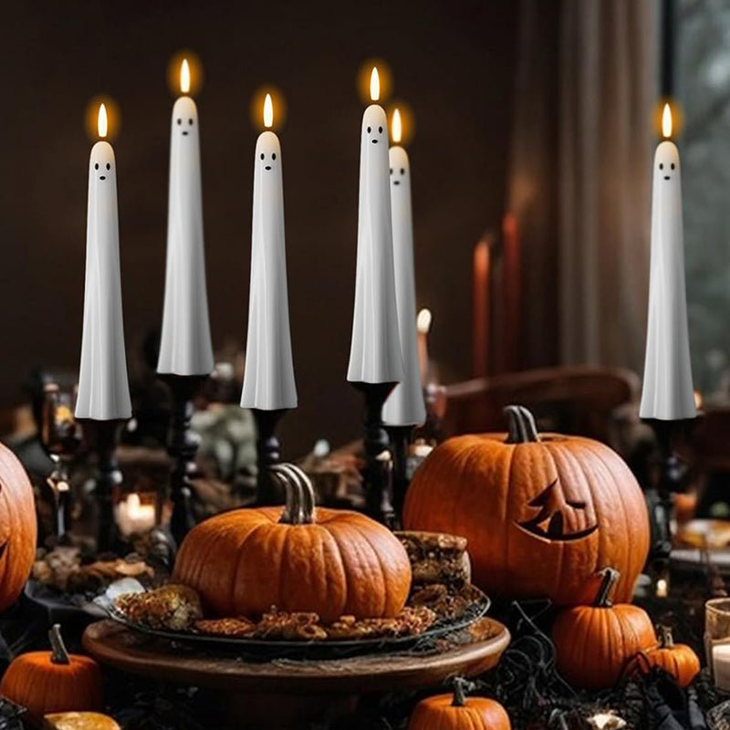 🎃👻Fjernstyrt spøkelseslys med 3D-flimrende veke 👻🎃