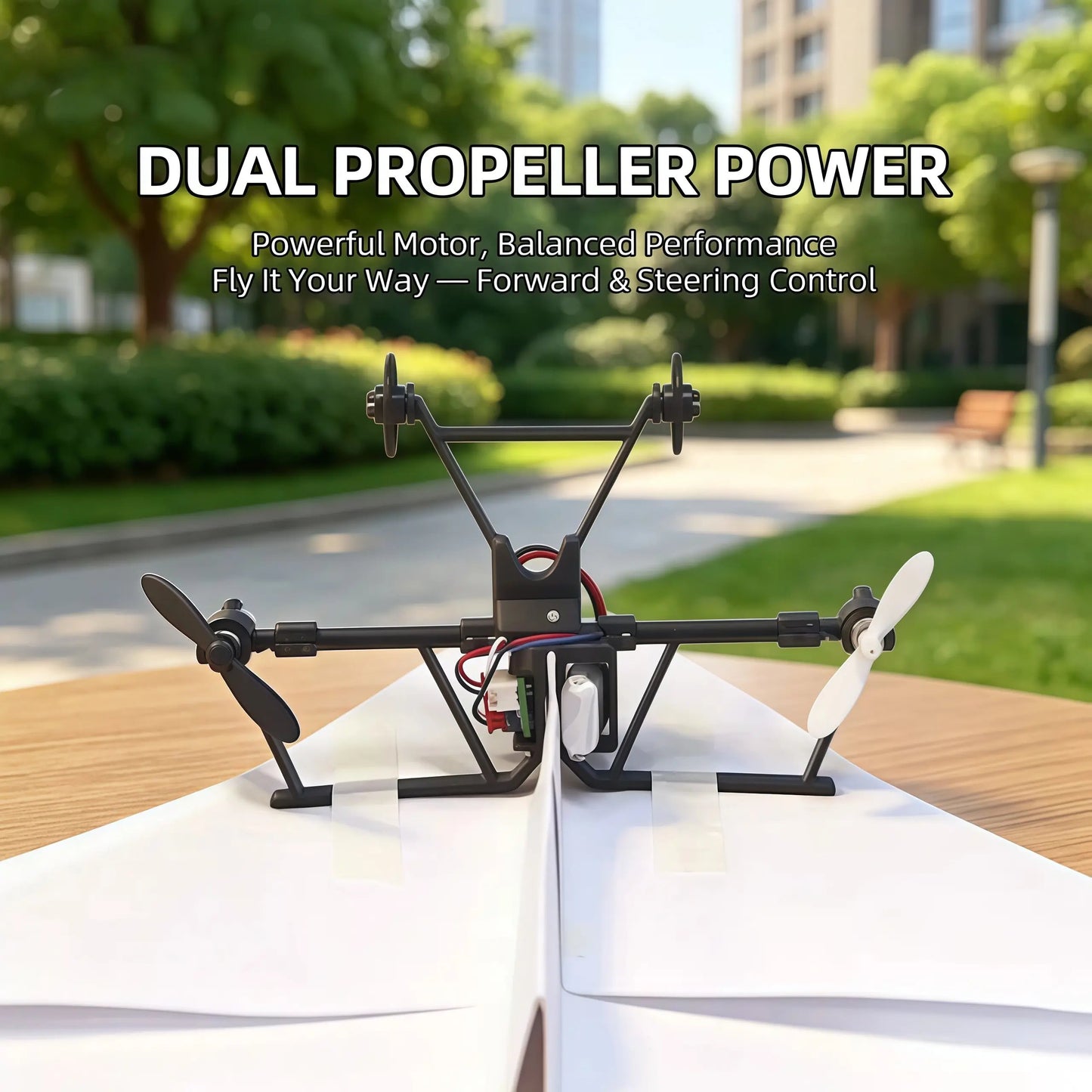 Hotfree Power-Up RC papirflysett med gyrostabilisator – DIY elektrisk fjernstyrt fly med doble propeller, lett sammenleggbar flygende STEM-leke