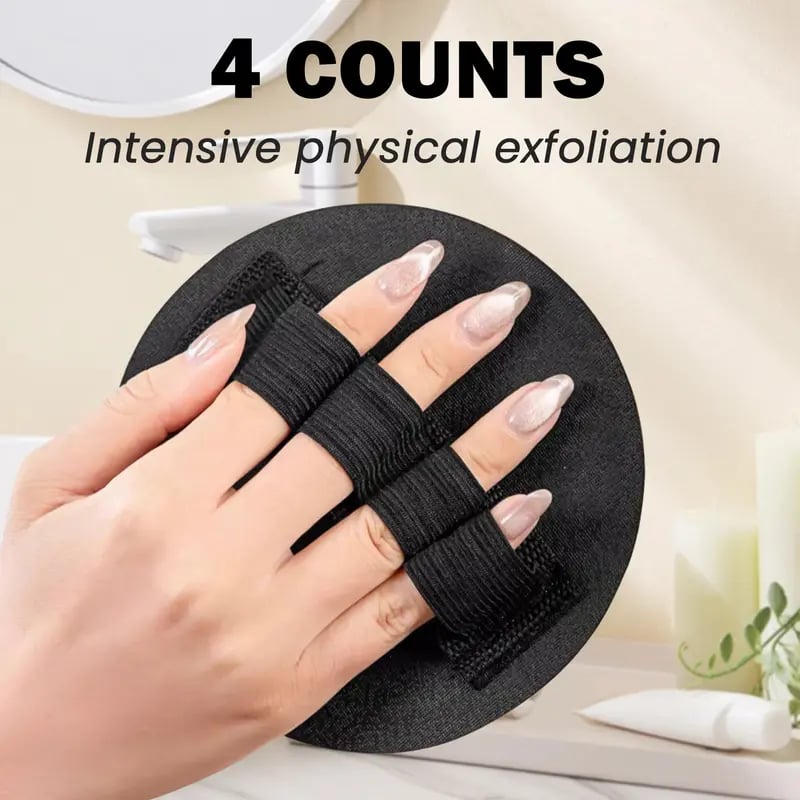 🧽 4-pakning myk gummidusjskrubber – mild, men effektiv, eksfolierer og renser alle hudtyper