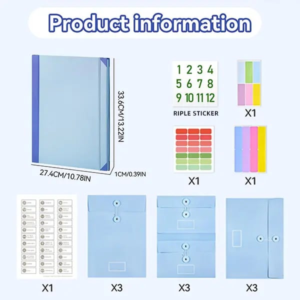 📂 Manila Pocket Accordion File - Passports, Birth Certificates & Home/Office Docs