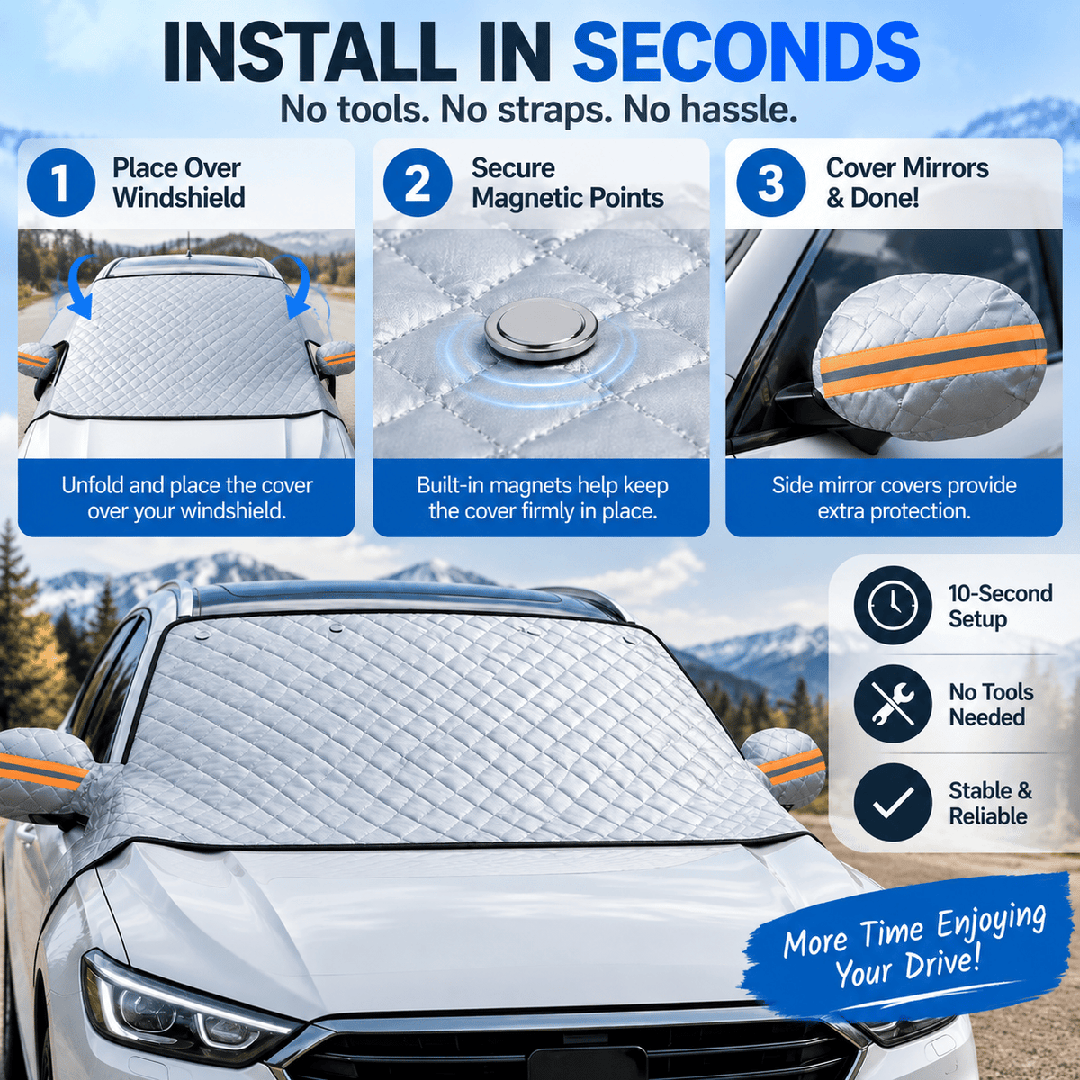 ⏰SISTE DAG AV SALGET – 50 % RABATT!🚗 Magnetisk frontruteovertrekk – helårsbeskyttelse mot sol, snø og frost for personbiler, SUV-er og lastebiler