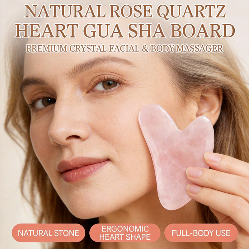 🔥Kjøp 1, få 1 gratis💖Gua Sha-massasjeverktøy i naturkrystall i hjerteform – Gua Sha-verktøy for hele kroppen, til ansikt, hals og krop