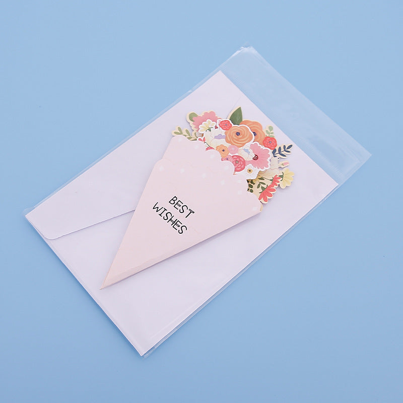 💐3D-blomsterbukett-gratulasjonskort – kreative blomsterkort med konvolutte