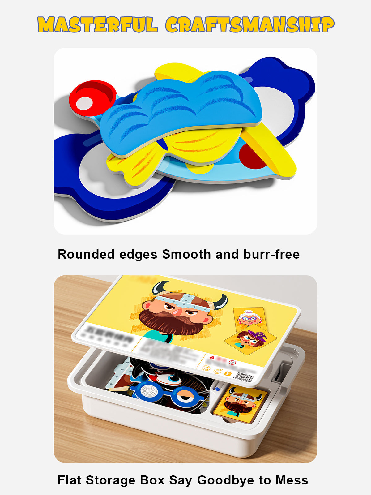 Magnetiske puslespill Ansiktsutkledning Reisespill Dobbeltsidet Førskole Pedagogisk Læringsleker for Barn