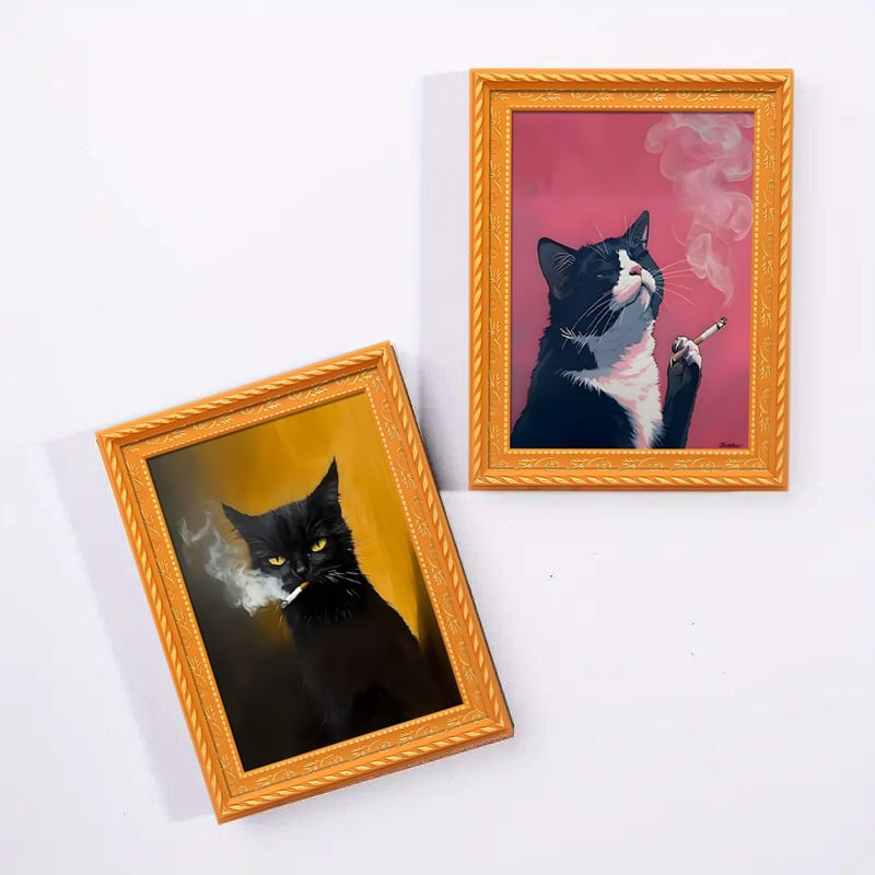 🌹 Söta kylskåpsmagneter med katter – Förtrollande kattdekorationer med ram för hemmet och kontoret 🐱✨