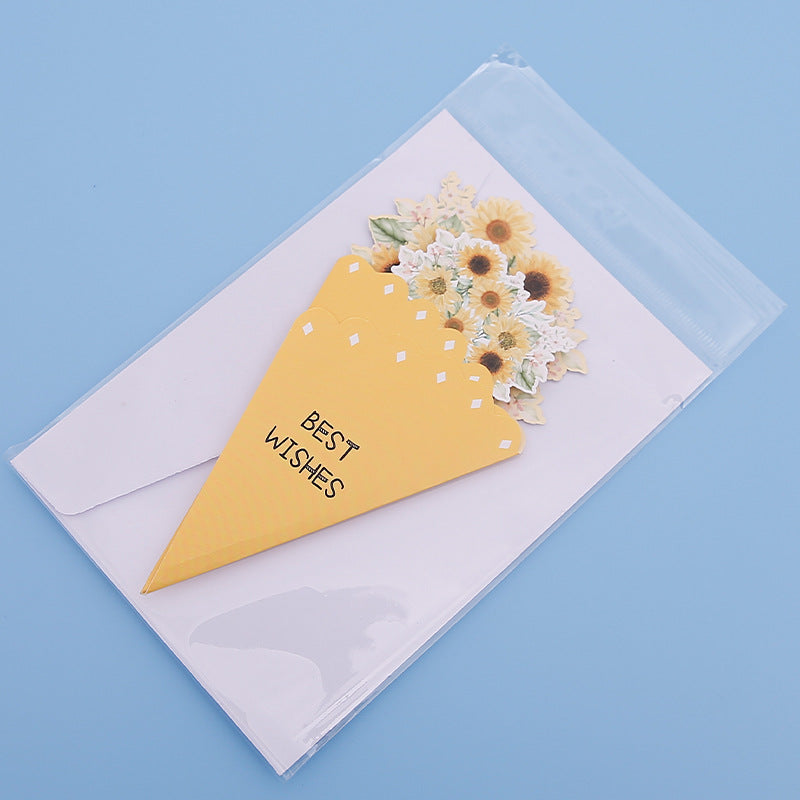 💐3D-blomsterbukett-gratulasjonskort – kreative blomsterkort med konvolutte