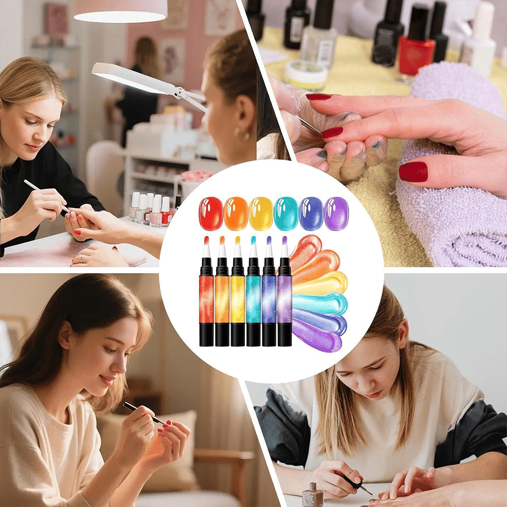 💅 6-delers sett med gel-neglepenn for negledekorasjon i ett trinn – salongkvalitet hjemme