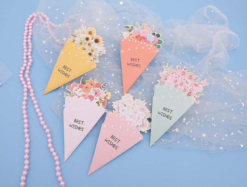 💐3D-blomsterbukett-gratulasjonskort – kreative blomsterkort med konvolutte
