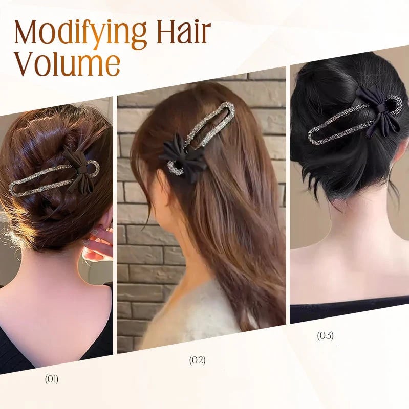 Glitrende elegante hårspenner med svart sløyfe