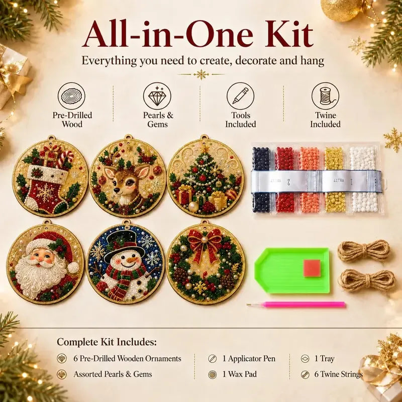 ⏳ Siste dag med 49 % rabatt – 🎄Nybegynnervennlig DIY-sett for diamantmaling med juleperler og edelstener | 6 festlige motiver med glitrende perler, fasetterte edelstener og detaljer i 3D-lag
