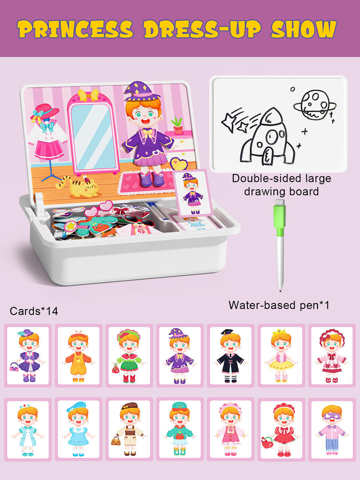 Magnetiske puslespill Ansiktsutkledning Reisespill Dobbeltsidet Førskole Pedagogisk Læringsleker for Barn