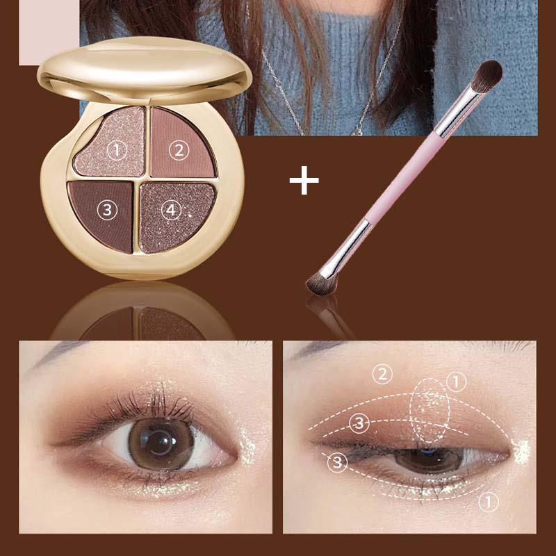 Øyenskyggepalett med fire farger og stjernehimmel (🔥Leveres med en multifunksjonell sminkekost)