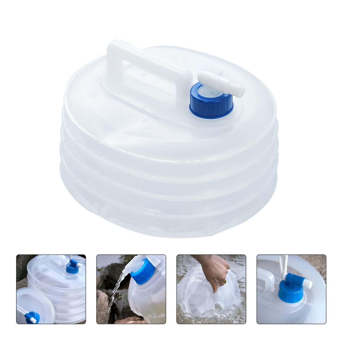 15 liter sammenleggbar vannbeholder med kran, bærbar sammenleggbar vannlagringstank, vannbeholder, løftepose, lekkasjesikker vannpose, vannkanne til camping, reisevannbeholder, vannlagring til utendørs bruk