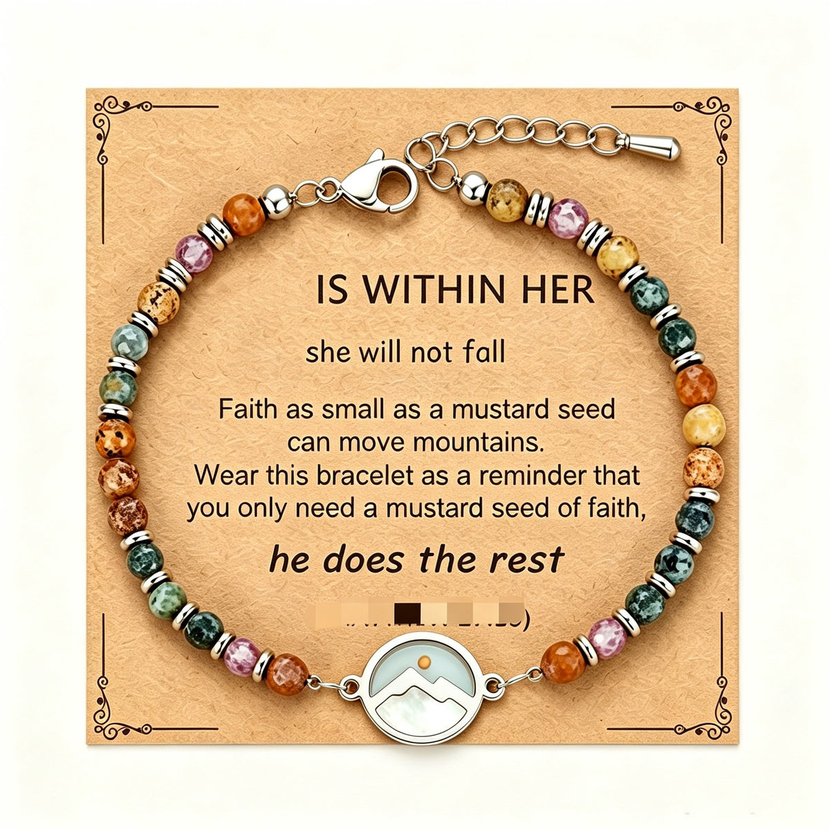 ✝️ «Tro som et sennepsfrø»-armbånd – Matteus 17:20 Inspirerende kristent armbånd