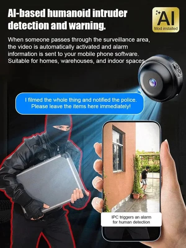 📸 1080P mini trådløst kamera Myntstørrelse, installer hvor som helst, fjernovervåking i sanntid via smarttelefon.
