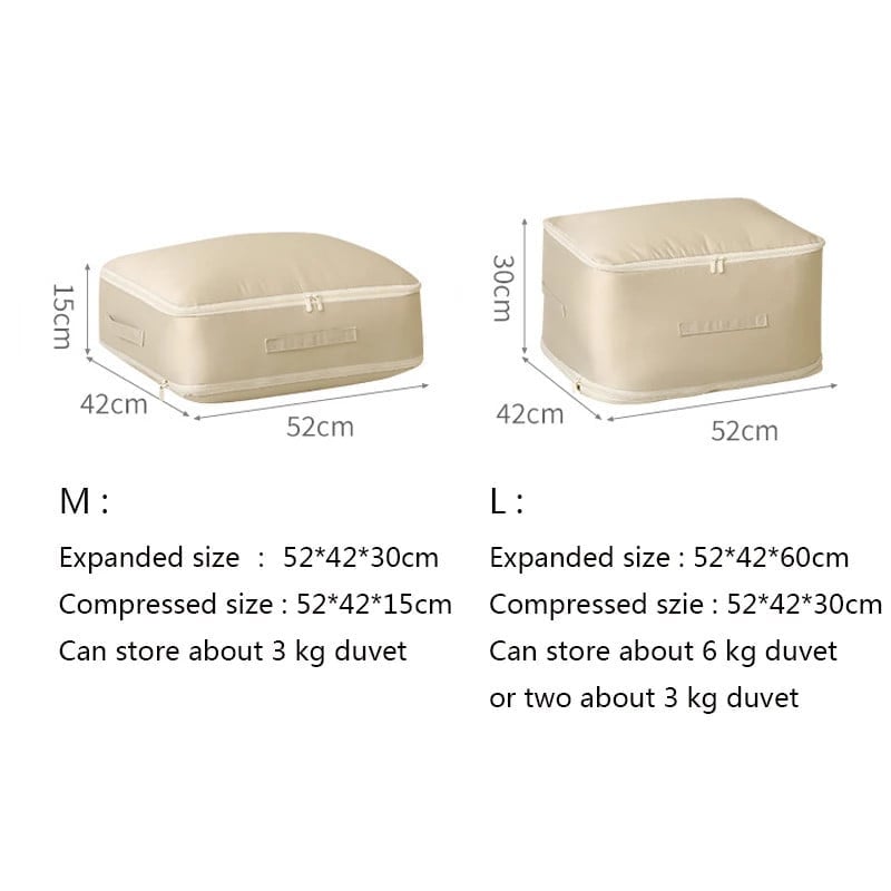 Komprimerende dyneoppbevaringspose med stor kapasitet
