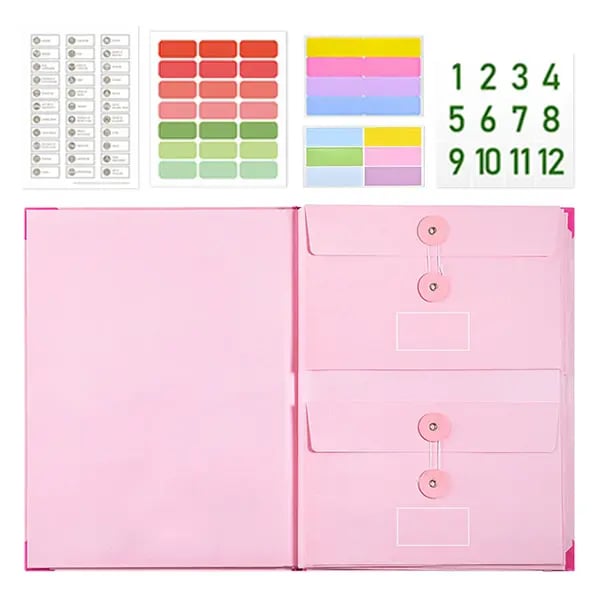 📂 Manila Pocket Accordion File - Passports, Birth Certificates & Home/Office Docs