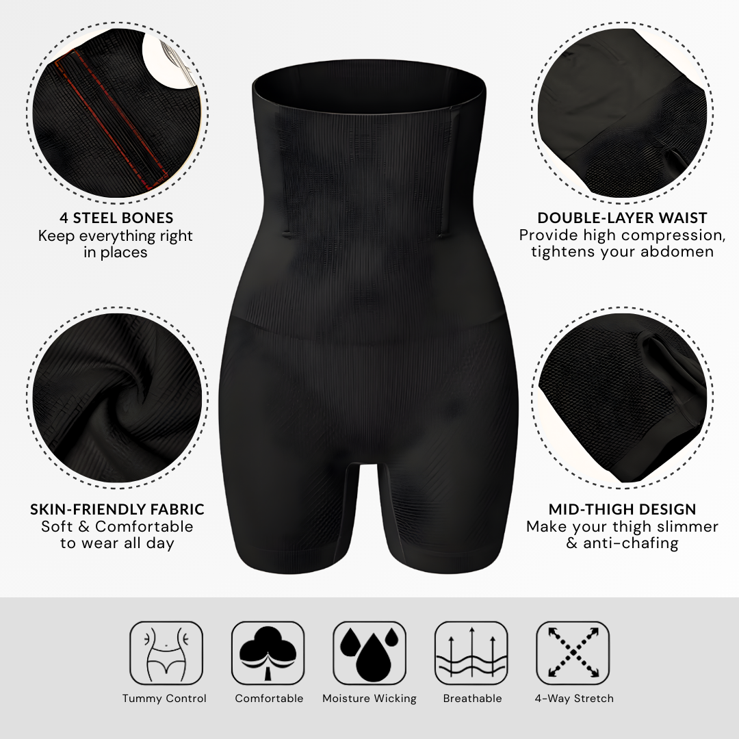 Shorts med høy midje og mageformende effekt