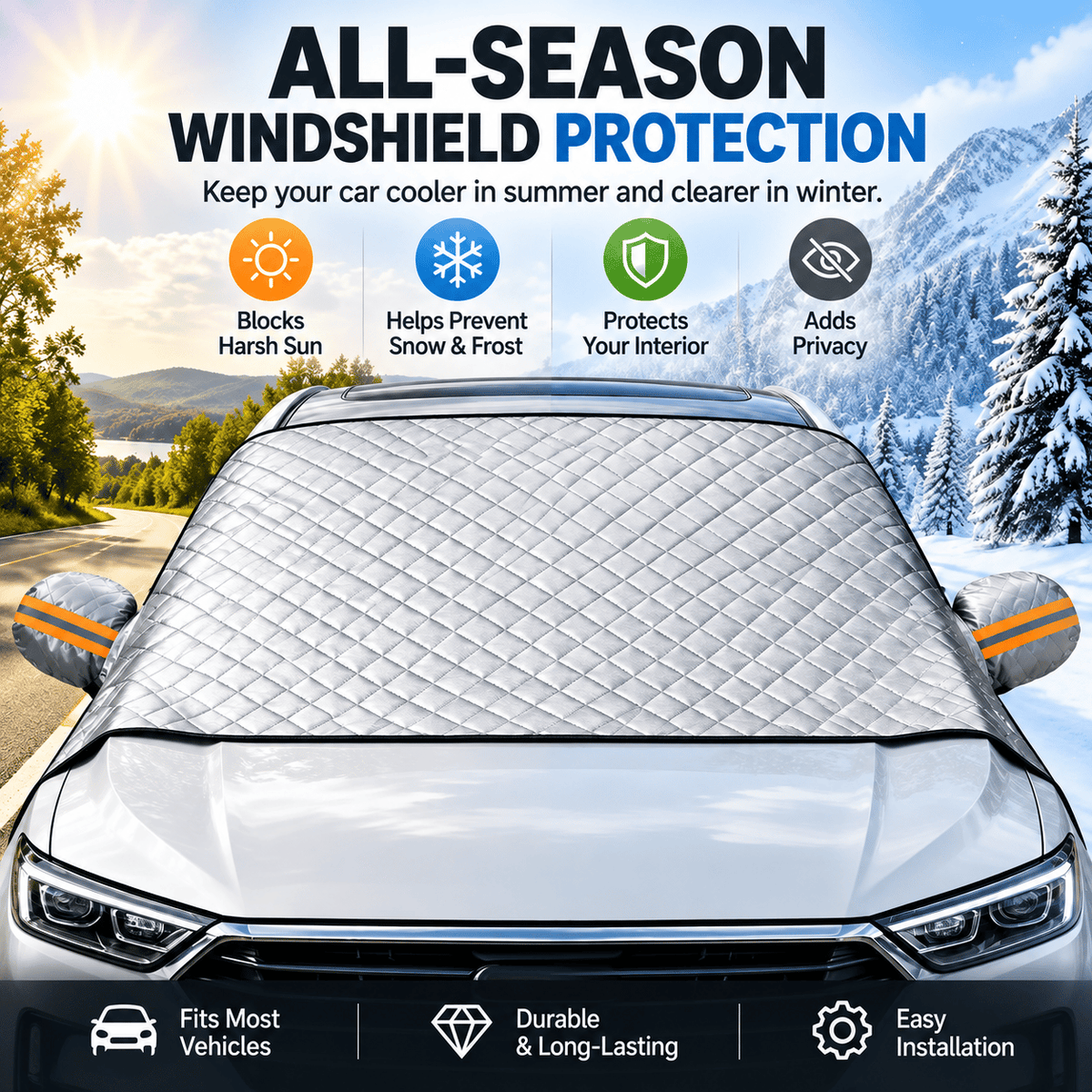 ⏰SISTE DAG AV SALGET – 50 % RABATT!🚗 Magnetisk frontruteovertrekk – helårsbeskyttelse mot sol, snø og frost for personbiler, SUV-er og lastebiler