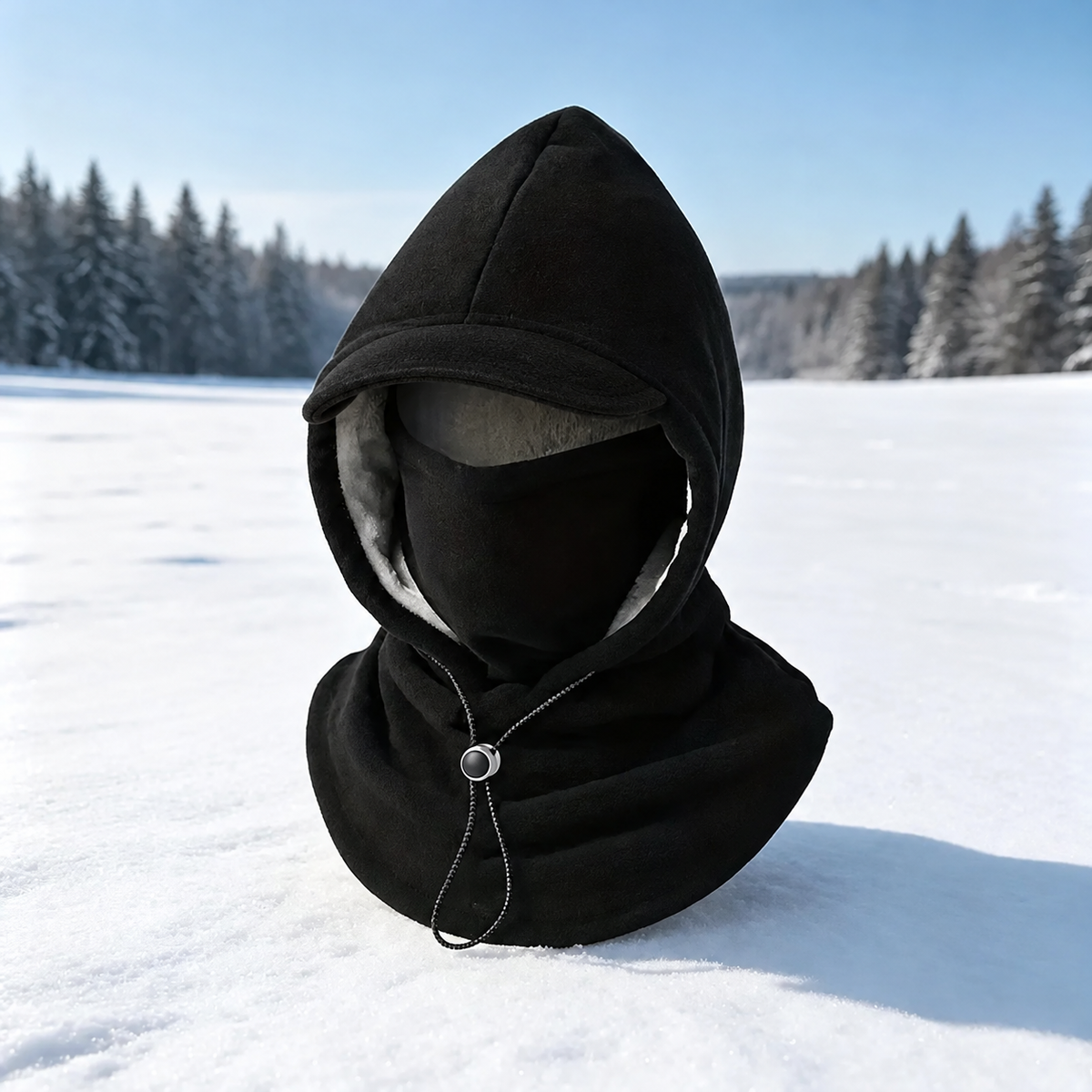 ❄️ Vintermaske med hette – Vindtett fleece-balaklava for friluftsliv